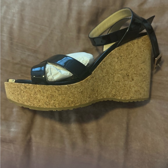 Jimmy Choo Papyrus Cork Wedge Sandals Size 41 - Picture 2 of 7